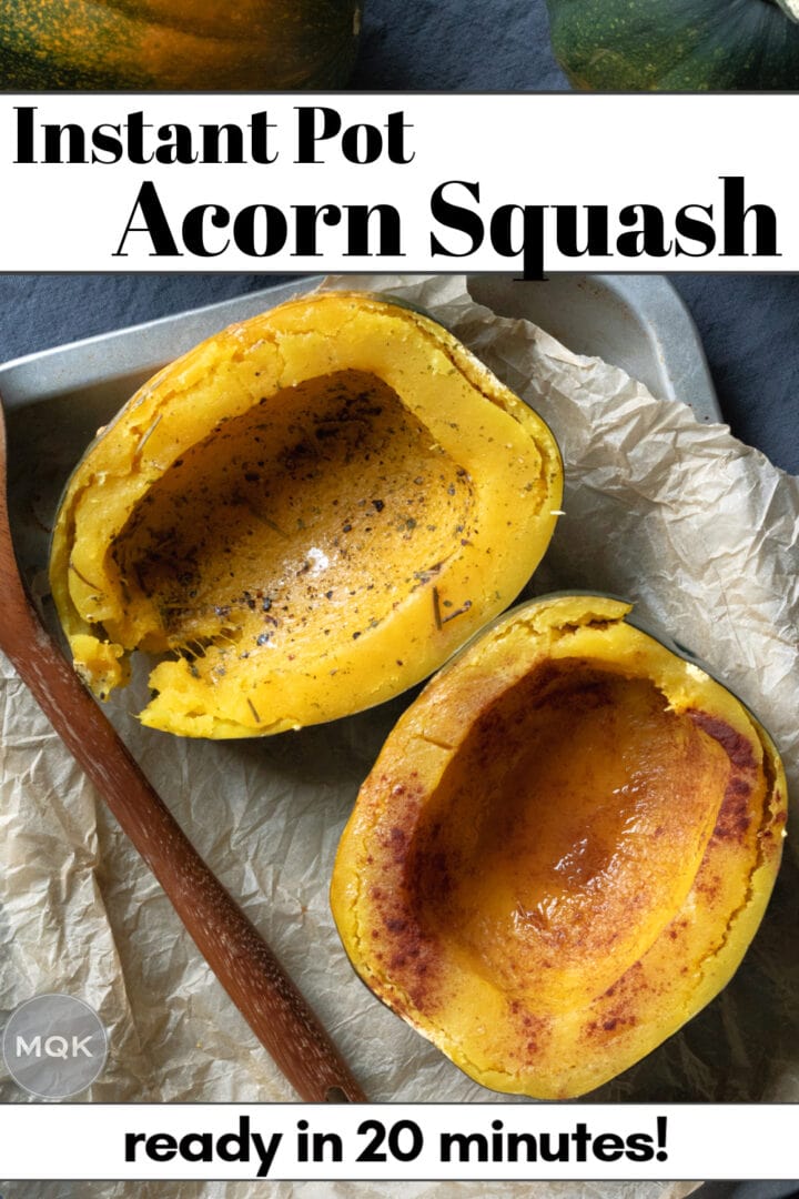 an image of cooked squashes to save on Pinterest