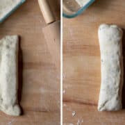 folding dough over cheese to stuff the breadsticks