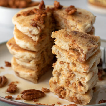 close up of texture of fluffy gluten-free pancakes