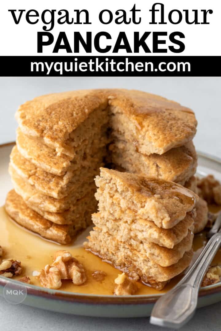 pancake stack with text to save recipe on Pinterest.