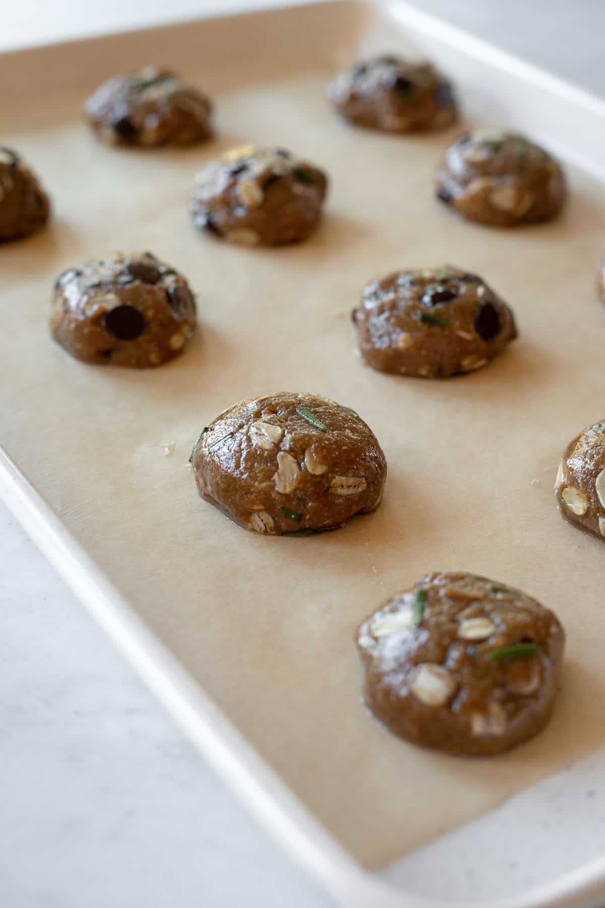 cookie dough on baking sheet