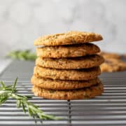 stack of oil-free rosemary cookies