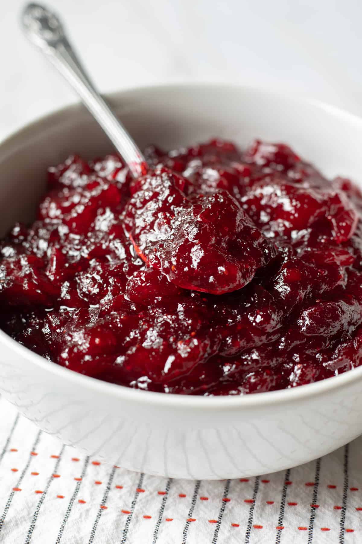 thick cranberry sauce in a bowl