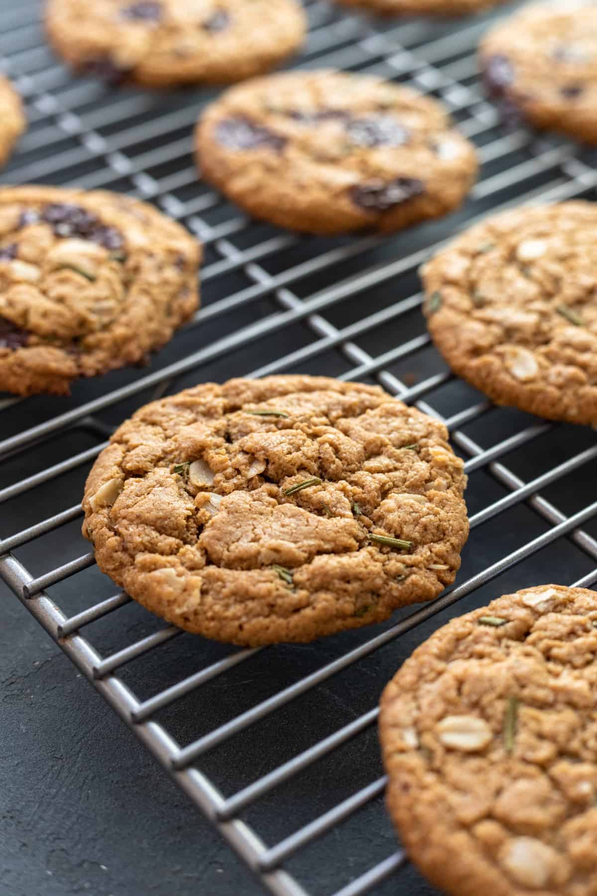 rosemary cookies on a cooling rack