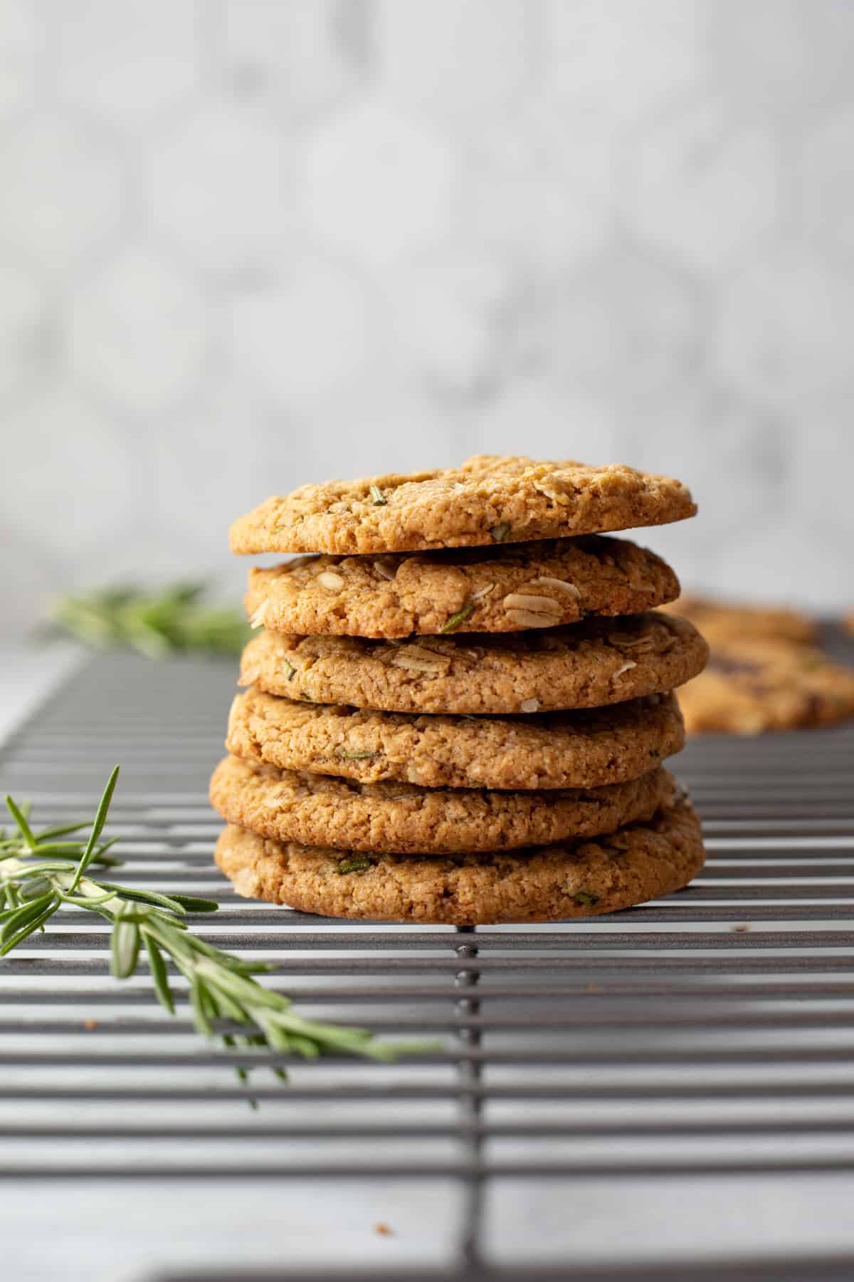 a stack of cookies on a cooling rack