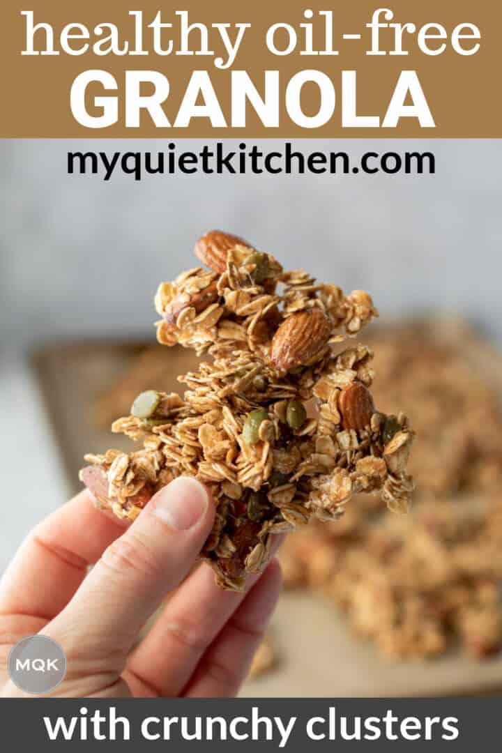 granola photo with text overlay to save on Pinterest.