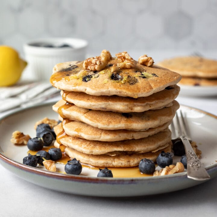 Lemon Blueberry Pancakes (Vegan, Oat Flour) - My Quiet Kitchen