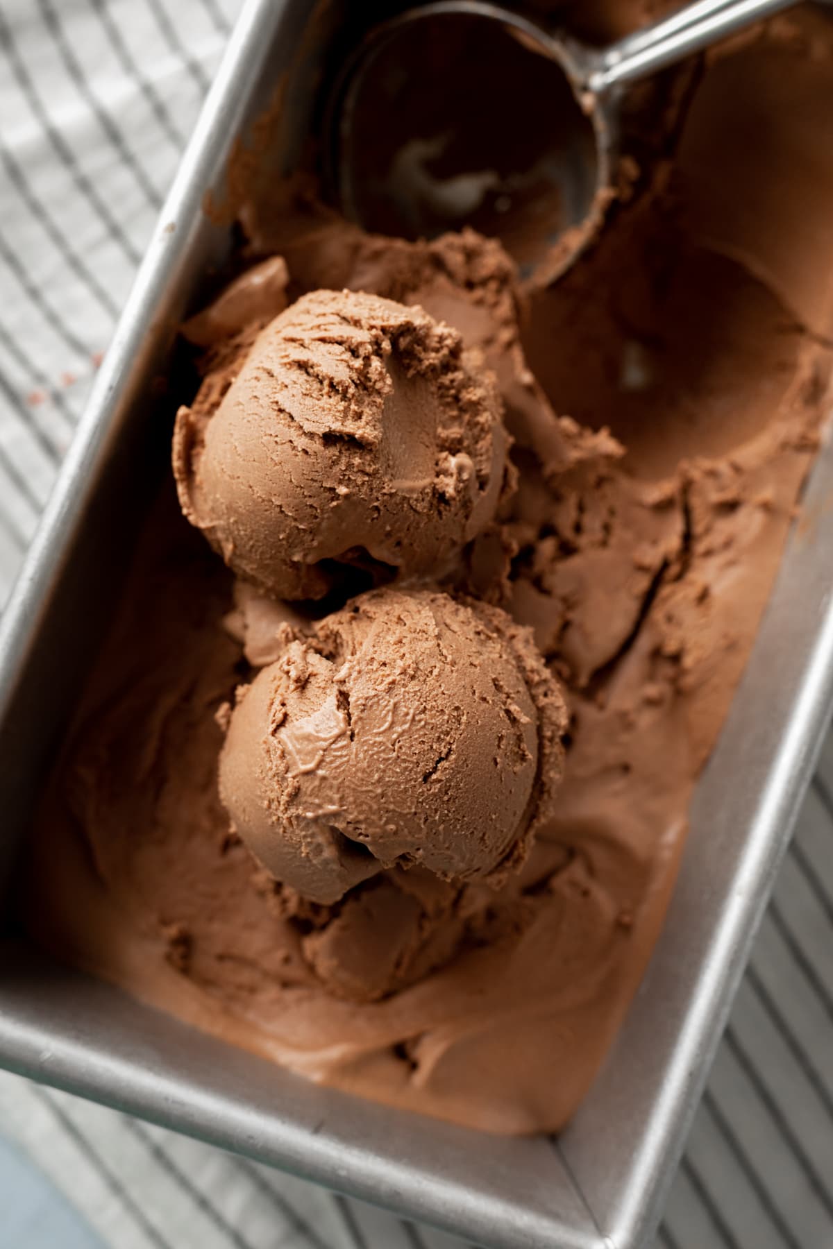 creamy, melty ice cream in a loaf pan.