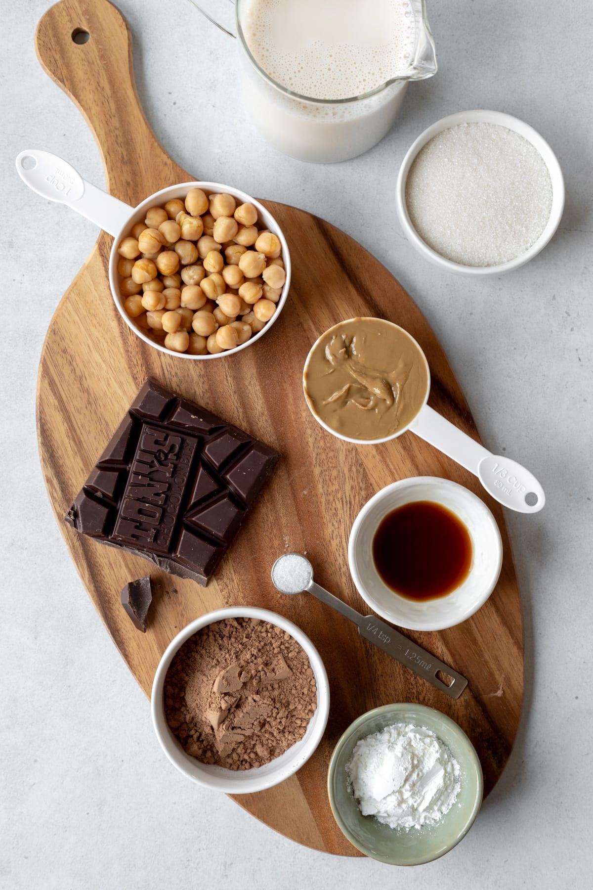 ingredients laid out on a wooden board.