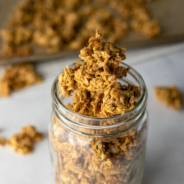 jar of golden granola clusters