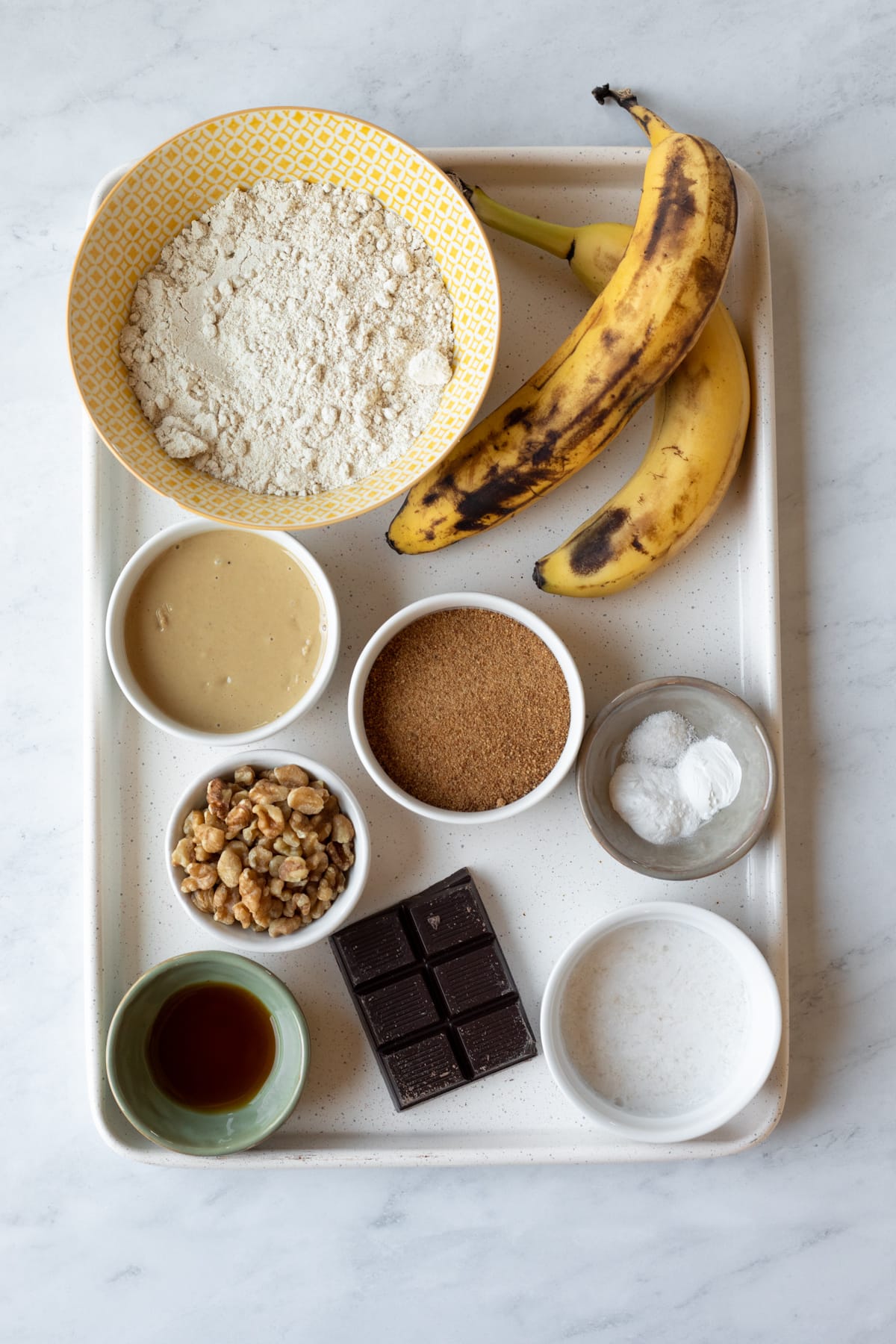 ingredients laid out on a baking sheet