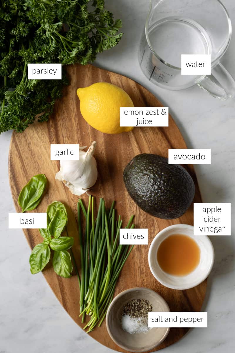 labeled photo of the ingredients needed.