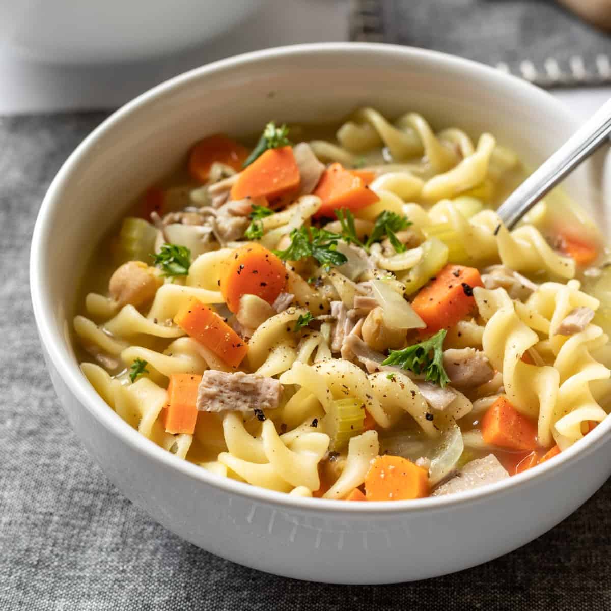 Vegan Chicken Noodle Soup - Keeping the Peas