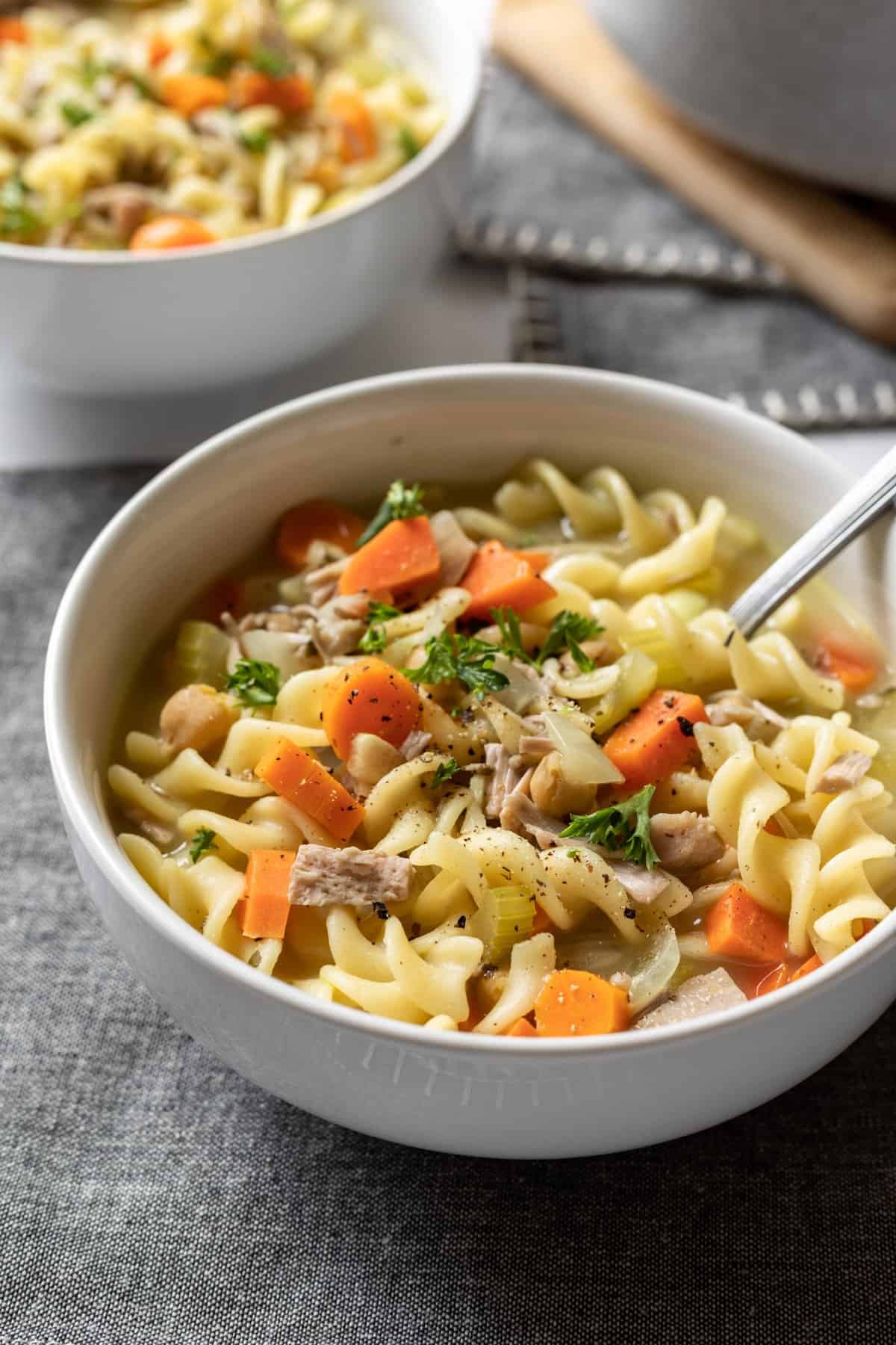 One Pot Vegan Chicken Noodle Soup - From My Bowl