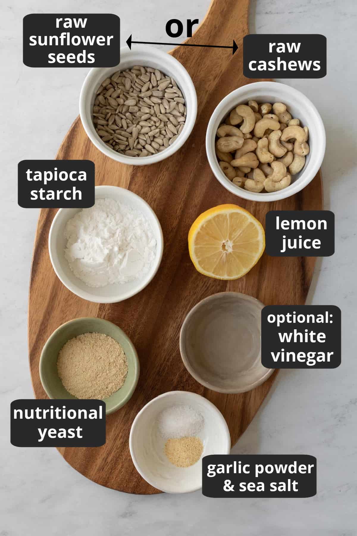 labeled photo of the ingredients needed.