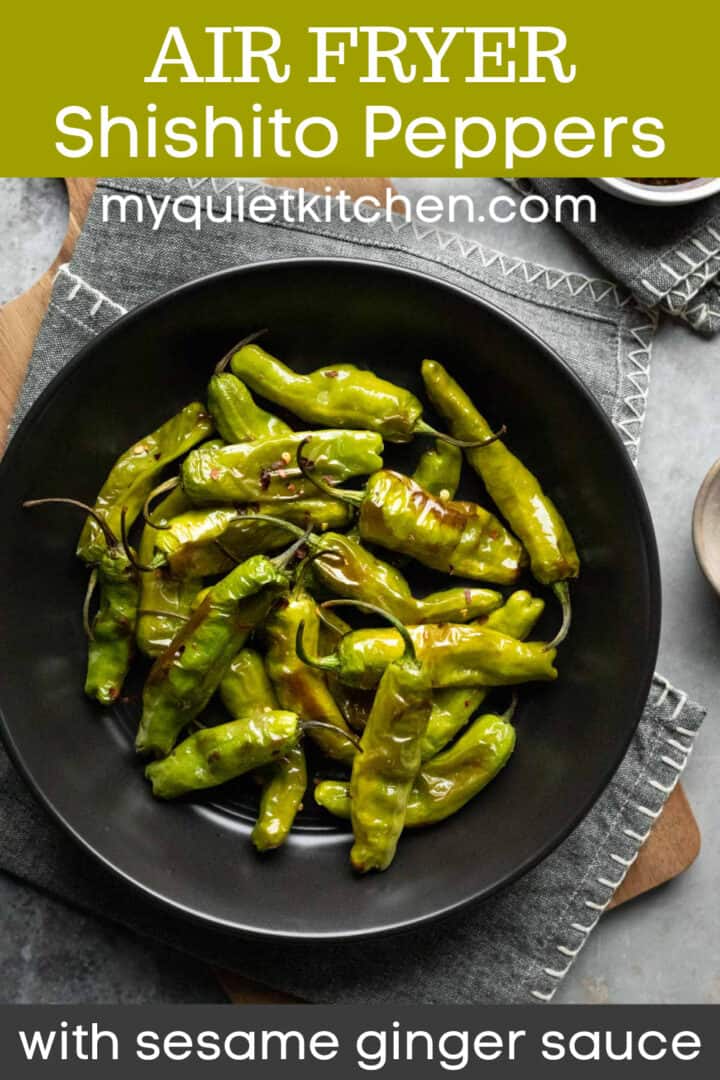 image to save shishito peppers recipe on Pinterest.