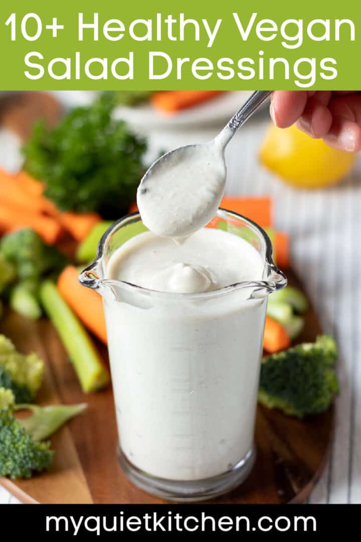 image of vegan oil-free creamy dressing to save on Pinterest.
