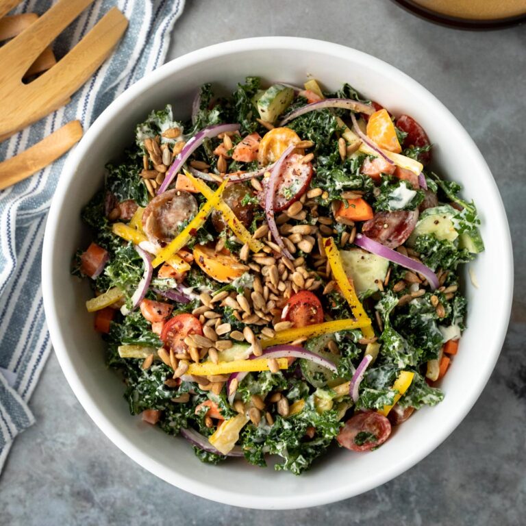 Vegan Kale Salad With Creamy Seed Dressing My Quiet Kitchen