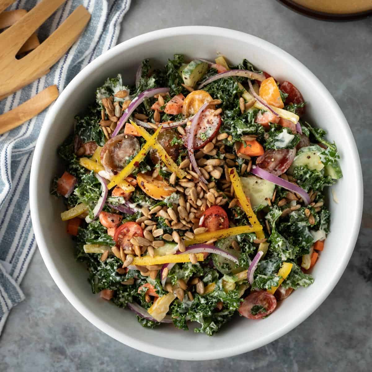 Vegan Kale Salad With Creamy Seed Dressing 