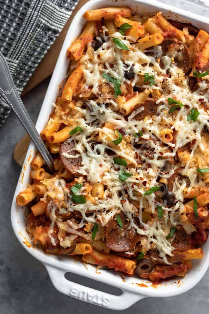 Vegan Pizza Pasta Casserole - My Quiet Kitchen