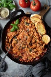 Tuscan White Bean Skillet Bake (Vegan) - My Quiet Kitchen