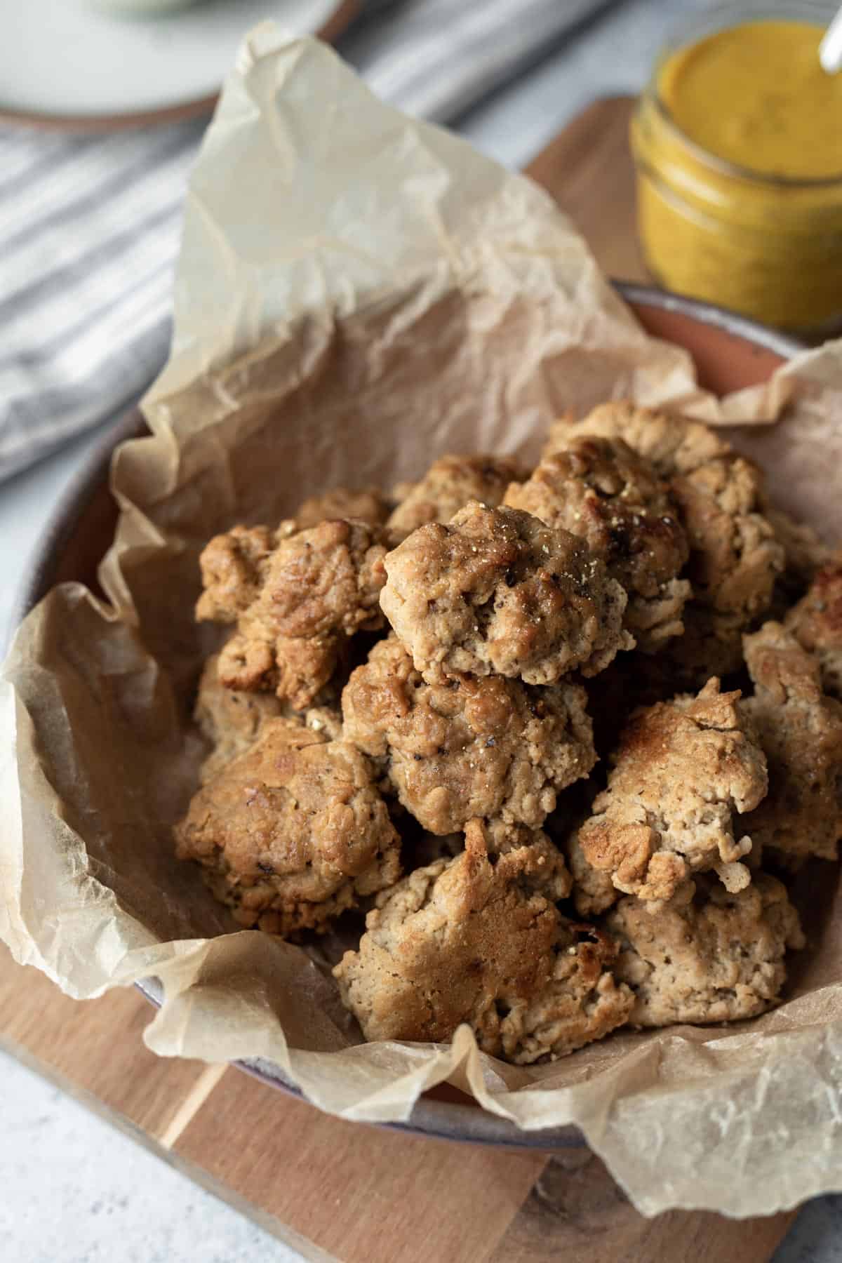 plain seitan nuggets after cooking in the Instant Pot.