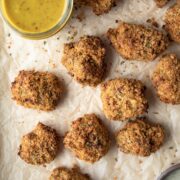 quick seitan nuggets that have been breaded and air fried.