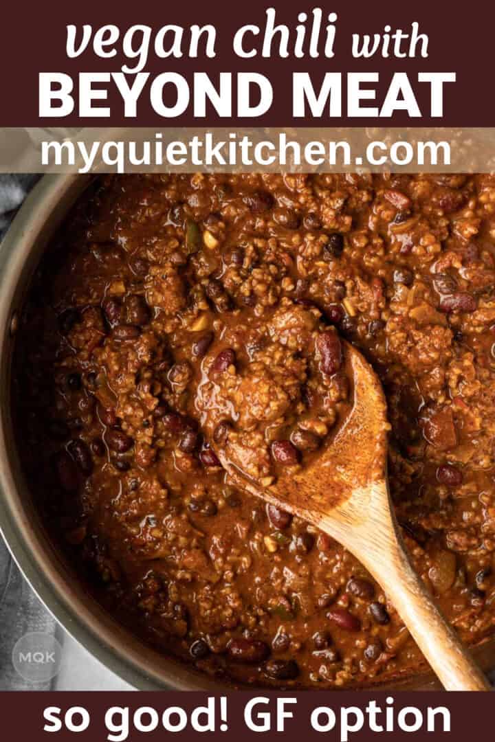 photo of chili in post with text overlay to save on Pinterest.