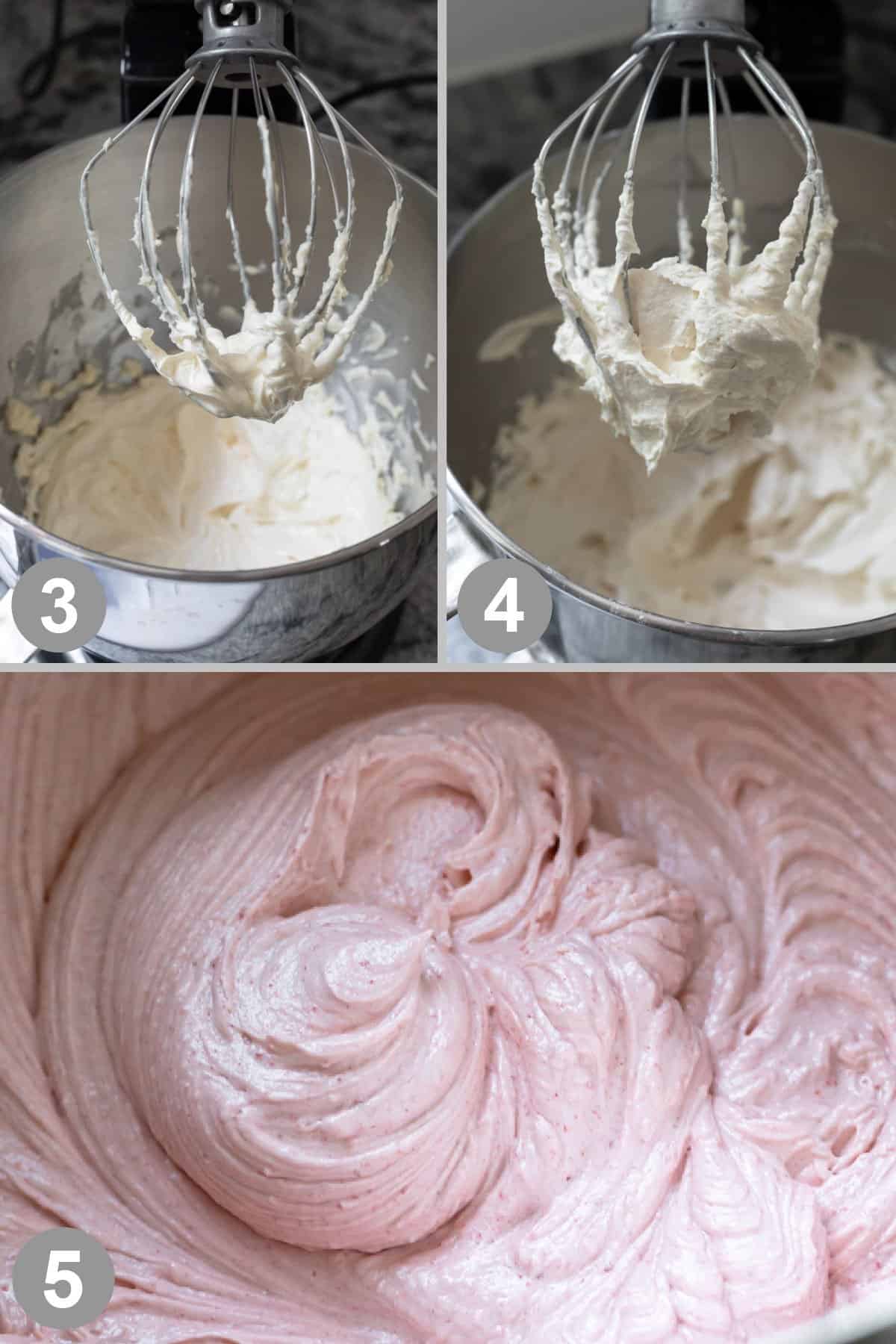 3-photo collage of the phases of creaming vegan butter and powdered sugar for frosting.