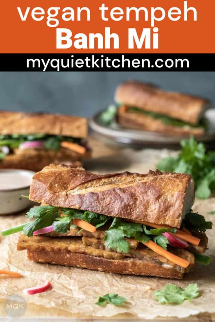 photo of sandwich with text to save on Pinterest.