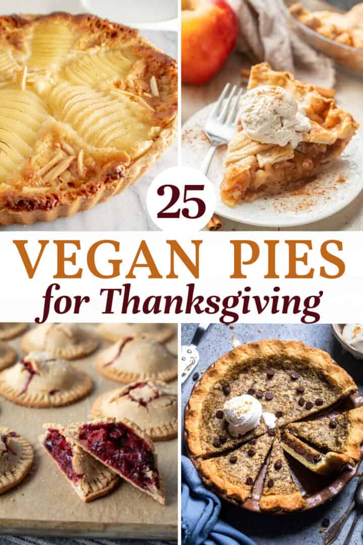 a collage of 4 pie photos with text overlay to save on Pinterest.