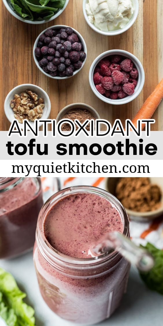 Image of smoothie with recipe name to save on Pinterest.