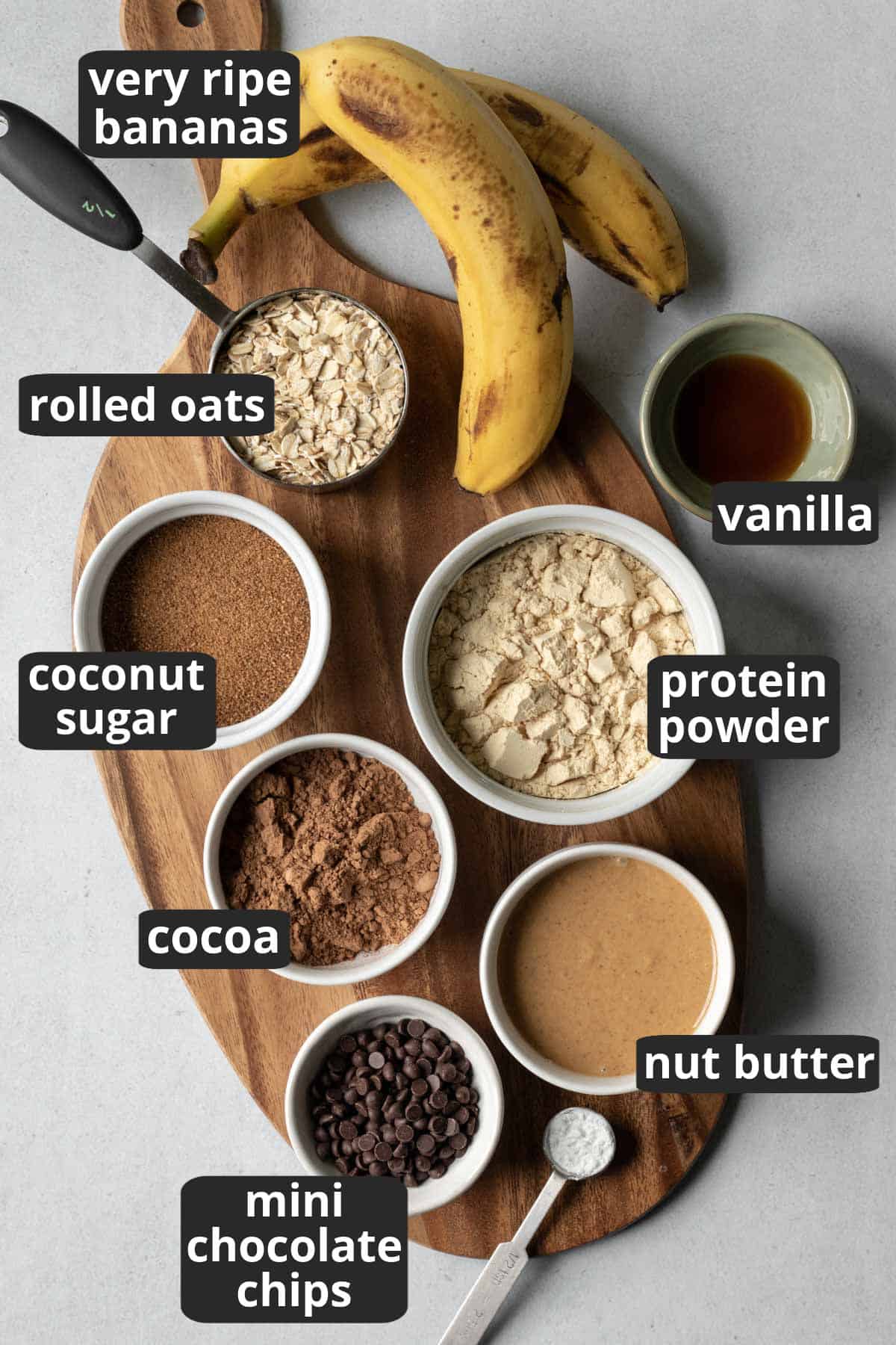 ingredients laid out on a wooden board.