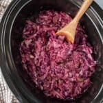 Rotkohl red cabbage inside a large Crockpot.