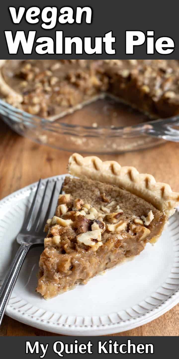 Photo of the pie with text overlay to save on Pinterest.