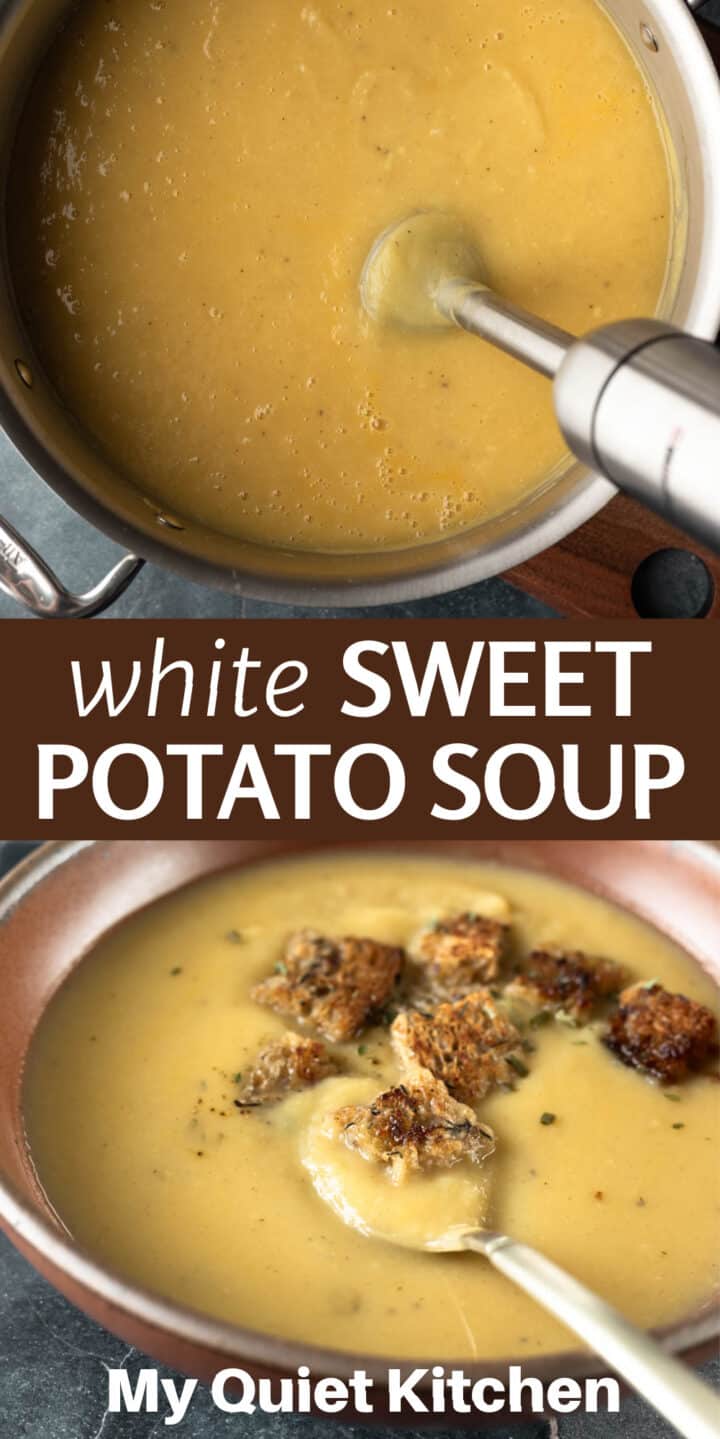 Pin with photos of soup and text overlay to save on Pinterest.