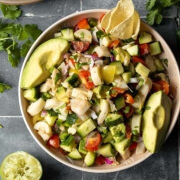 Vegan ceviche in a bowl ready to be served.