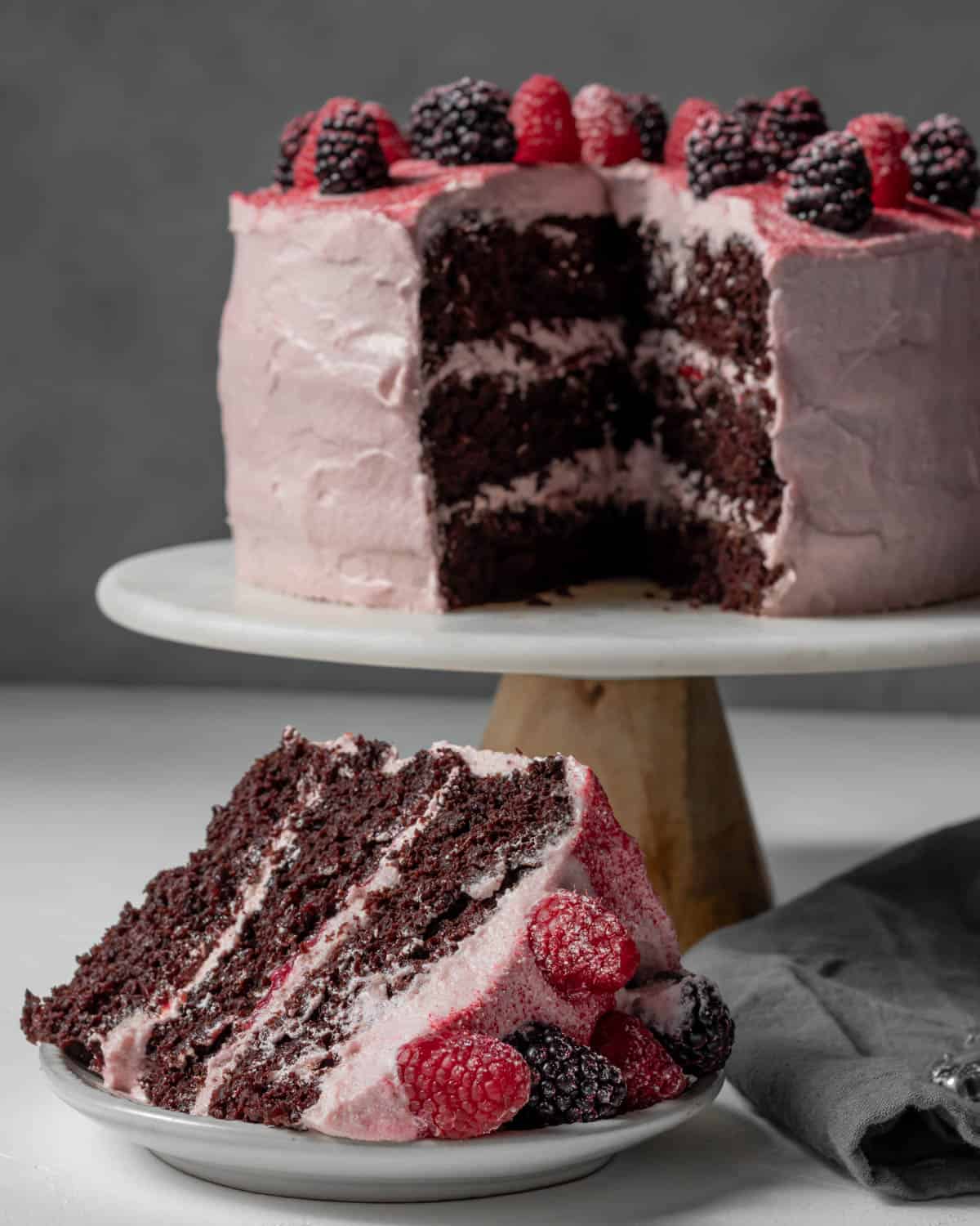 Vegan Chocolate Cake With Raspberry Frosting