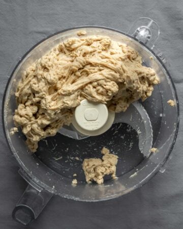 The second step of kneading the seitan turkey in the food processor.