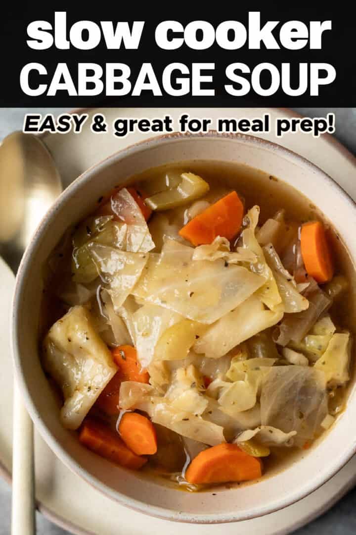 A pin for saving the cabbage soup recipe on Pinterest.