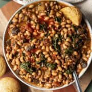 Instant Pot black eyed peas in a serving bowl.