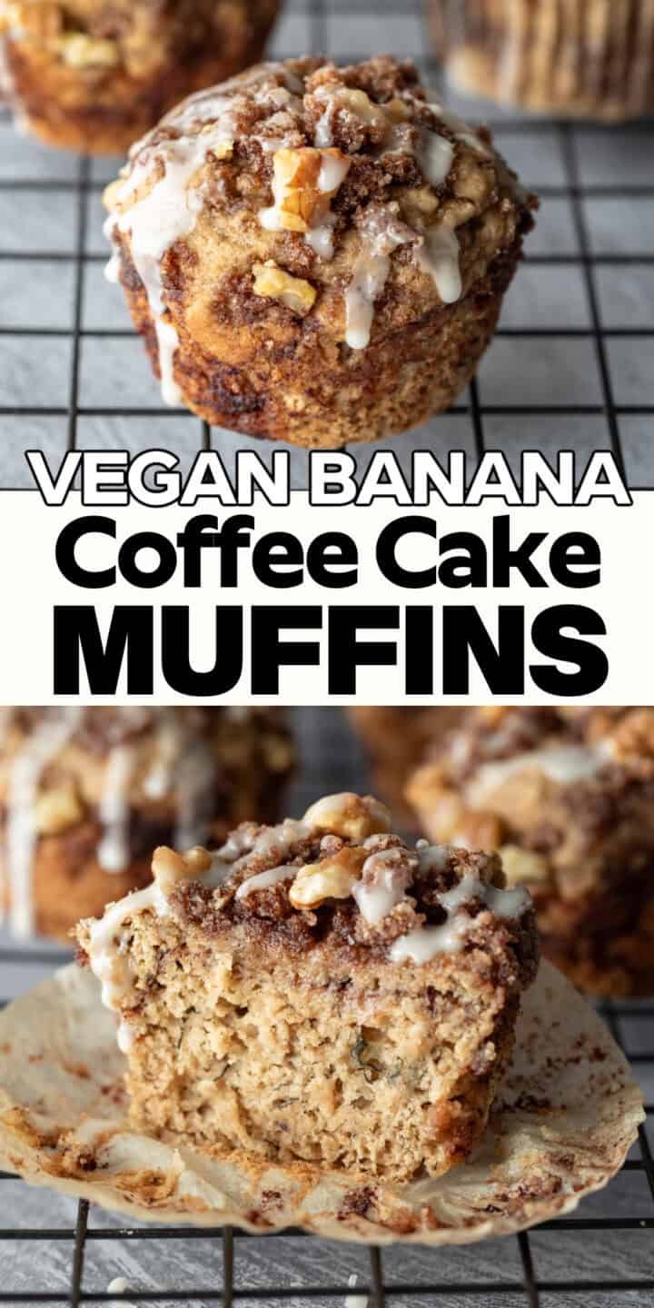 Two photos of the muffins with text to save on Pinterest.