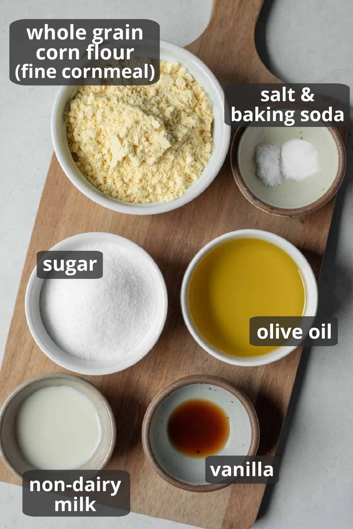 A labeled photo of the ingredients needed for the cookies.