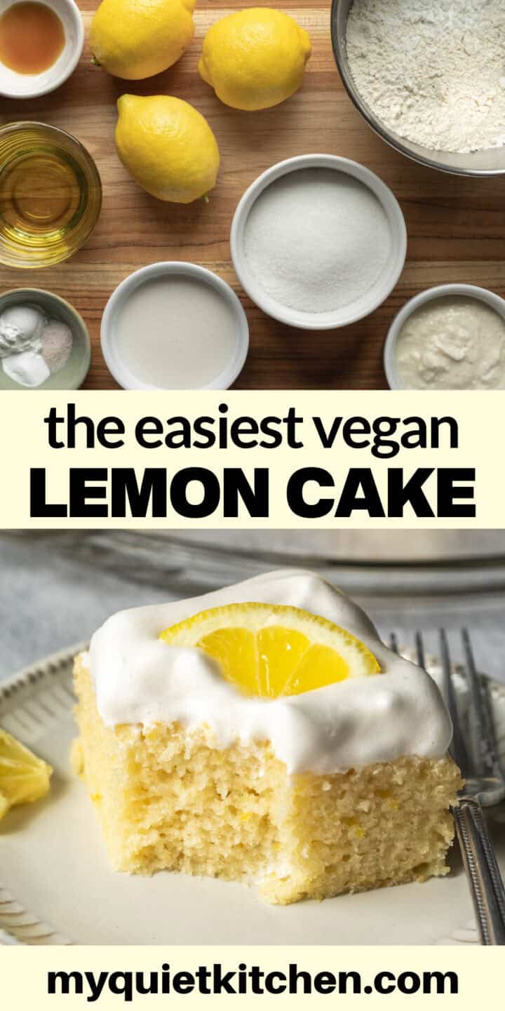 Photo of lemon cake and ingredients to save on Pinterest.