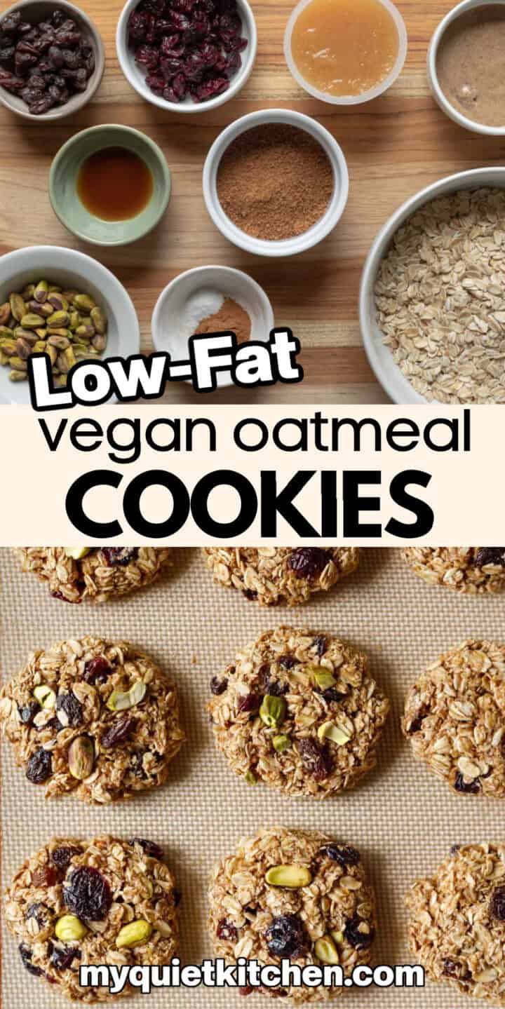 Two images of cookies and ingredients with text for saving on Pinterest.