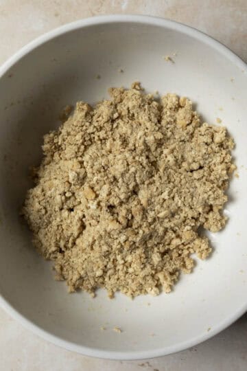 The tofu chicken patty mixture coming together in a large bowl.
