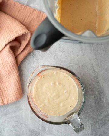 Half of the filling poured into a bowl and set aside.