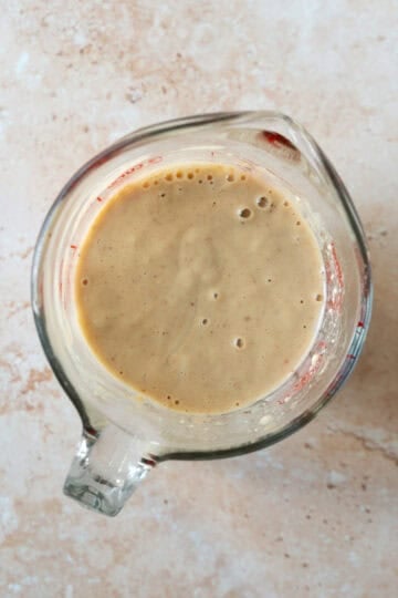 Wet ingredients blended in a small bowl.
