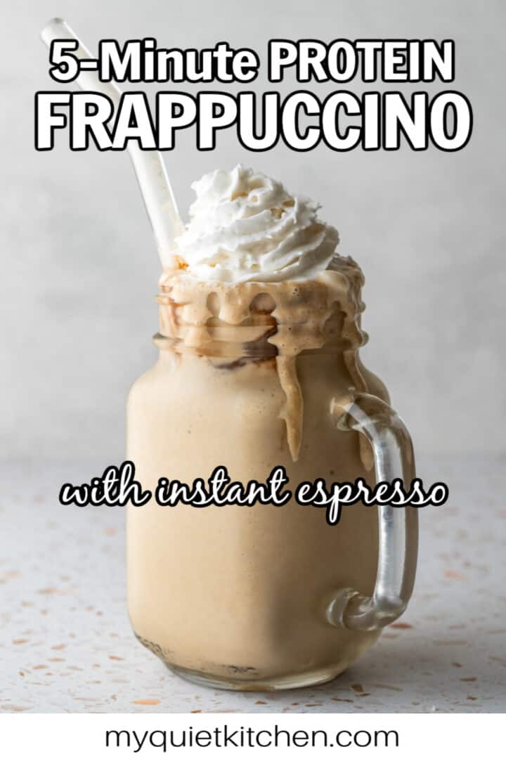 A pin for saving the frappe recipe on Pinterest.