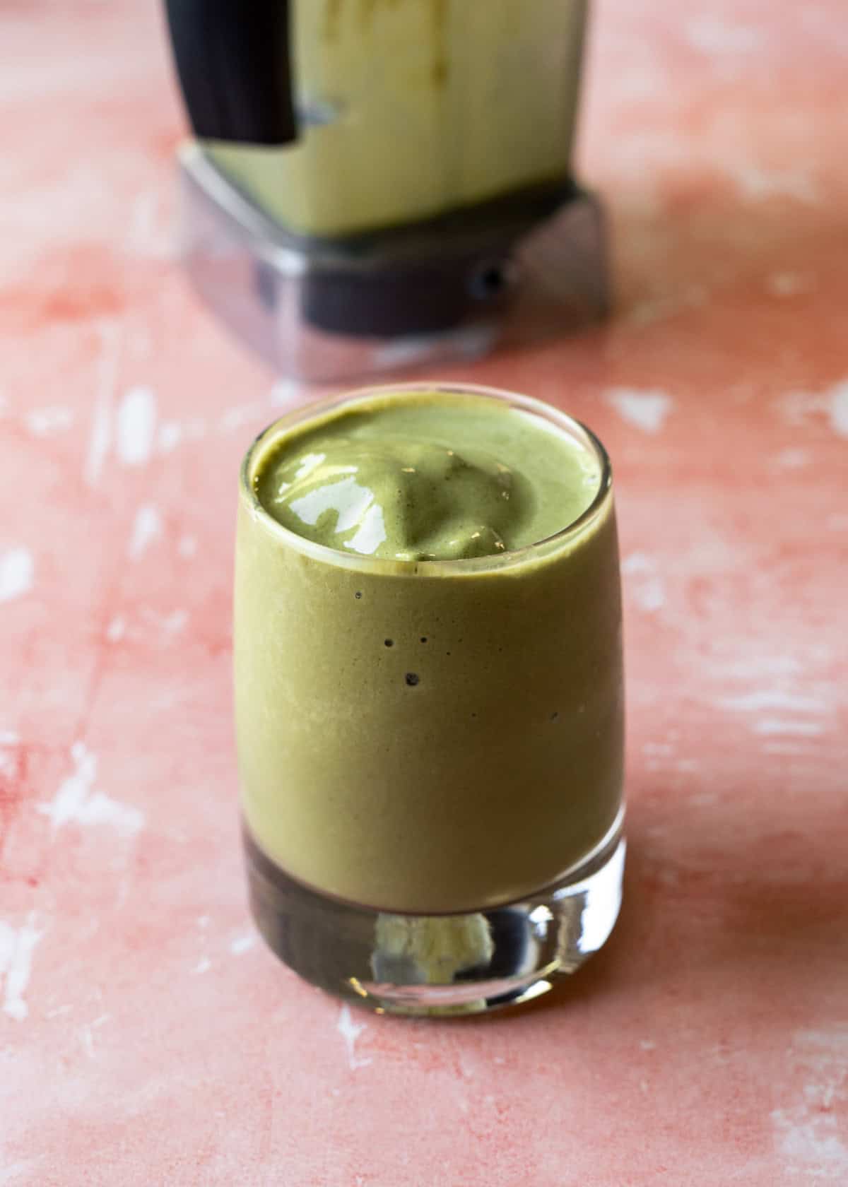 Homemade frappuccino drink with greens blended in.